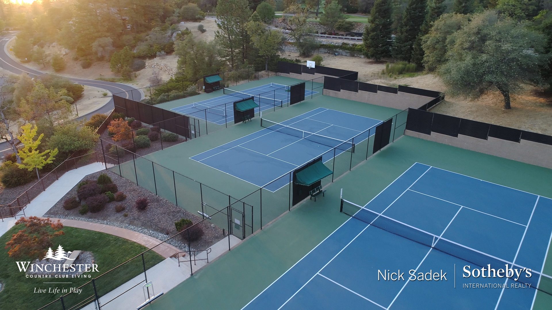 Aerial view of tennis courts